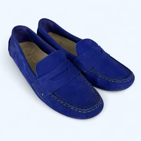 Cole Haan Cobalt Blue Suede Driving Loafers Women's Size 7.5 - Picture 1 of 9
